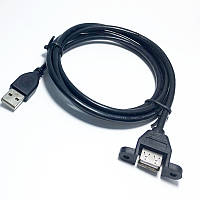 Кабель питания Lucom USB2.0 A M F 1.0m AWG24+28 PanelMount D4.5mm Gold Черный (62.09.8333) BM, код: 8345686