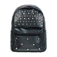 Рюкзак городской BackPack Заклепки Rivets Кожзам 30х23х12 см Чёрный (22470) ET, код: 5559357