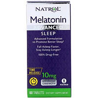 Мелатонин для сна Natrol Melatonin Advanced Sleep, Time Release, Maximum Strength 10 mg 60 Ta BK, код: 7518021