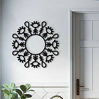 Черная картина на стену, деревянный декор для дома "Ажурная мандала", декоративное панно 20x20 см