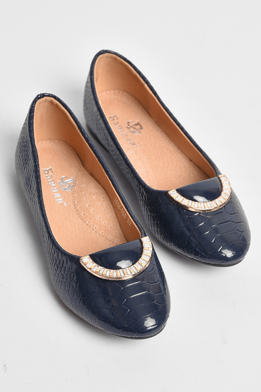 Балетки дитячі для дівчинки темно-синього кольору 176405T Безкоштовна доставка, фото 1