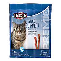 Лакомство для кошек Trixie 42725 Premio Quadro-Sticks лосось форель 5 штx5 г (4011905427256) BM, код: 7573609