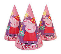 Колпачки детские праздничные (розовые) "Свинка Пеппа"