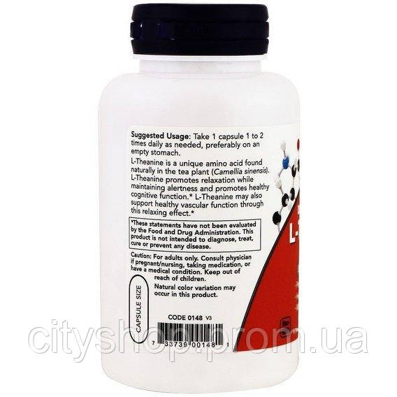 Теанин NOW Foods L-Theanine 200 mg 120 Veg Caps CP, код: 7518449 - фото 3 - id-p2170484795