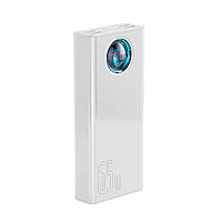 Зовнішній акумулятор Baseus Amblight Digital Display Fast Charge Power Bank 30000mAh 65W White