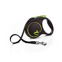 Поводок-рулетка для собак лента Flexi Black Design M 5 м до 25 кг Зеленый (34026) BM, код: 7937200