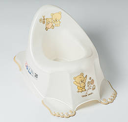 Детский горшок  "Медведики" з протиковзною гумою (Біла перлина)