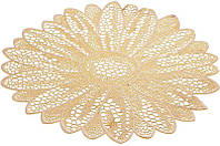 Набор 6 сервировочных ковриков Margrese Ажурный цветок диаметр 38 см подтарельники золото Bon PZ, код: 7426704
