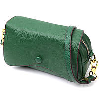 Кожаная женская сумка с фигурным клапаном Vintage 22430 Зеленая KC, код: 8374625