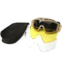 Тактические защитные очки маска Daisy со сменными линзами панорамные незапотевающие Койот EJ, код: 8447240