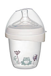 Пляшечка з широким горлом (Жабеня) 150мл. "Перші моменти" силіконова соска "S" повільний потік