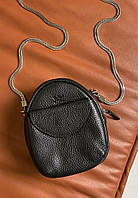 Кожаная женская мини-сумка Kroha черная зернистая The Wings KC, код: 8104502