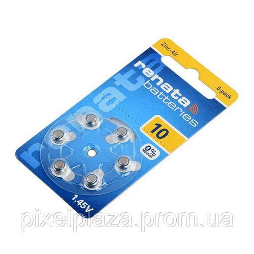 Батарейки для слухового аппарата Renata ZA10 6 шт PZ, код: 8103052 (ID ...