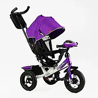 Детский трехколесный велосипед-коляска с надувными колесами и музыкальной фарой Best Trike 3390 / 32-870
