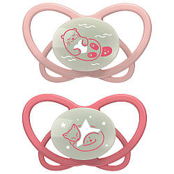Пустушка "Мій метелик НІЧ" Рожевий (силікон) 5 - 18 місяців (2шт. + футляр-стерилізатор)