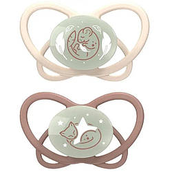 Пустушка "Мій метелик НІЧ" Бежевий (силікон) 5 - 18 місяців (2шт. + футляр-стерилізатор)