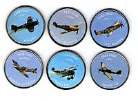 Набор сувенирных монет Collection 2018 Самолеты Бенин 10 франков 20 мм 6 шт Разноцветный (hub BB, код: 7609227