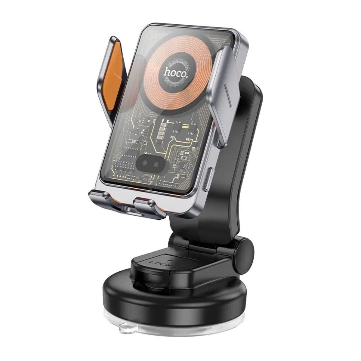 Автотримач для телефона з БЗП HOCO HW8 Transparent Discovery Edition wireless fast charging car holder(center