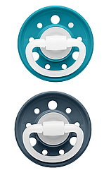 Пустушка кругла "Вишенька" "Х" (латекс) синій/темно синій (від 6 міс.) (2 шт.)