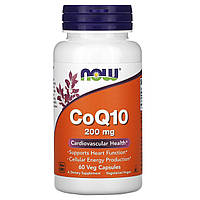 Коэнзим Q10 CoQ10 Now Foods 200 мг 60 вегетарианских капсул KC, код: 7701312