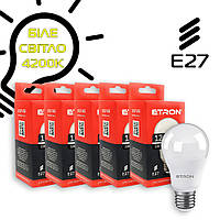 Комплект світлодіодних LED ламп ETRON 12W A60 4200K E27 денне світло (5 шт)