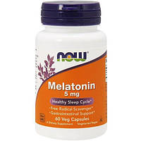 Мелатонин для сна NOW Foods Melatonin 5 mg 60 Veg Caps KC, код: 7518474