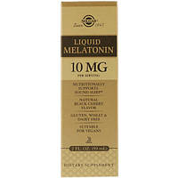 Мелатонин для сна Solgar Liquid Melatonin, 10 mg, 2 fl oz 59 ml Natural Black Cherry Flavor KC, код: 7527162