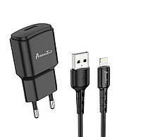 Сетевое зарядное устройство Avantis A480 Orion (1USB 2.1A) + USB кабель Lightning- черный EJ, код: 8372414