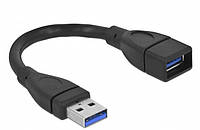 Кабель пристроїв-подовжувач Delock USB3.0 A M F 0.15m AWG24+28 D5.5mm чорний (70.08.2776) KC, код: 7454321