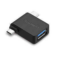 OTG адаптер 2 в 1 Ugreen Micro USB + USB-C к USB3.0 30453 Черный (3291597) LW, код: 1850241