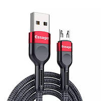 Зарядный кабель ESSAGER micro USB 2.4A черный 1метр LW, код: 8179440