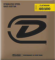 Струны для бас-гитары Dunlop DBFS40100 Stainless Steel Flatwound Light Bass 4-Strings 40 100 GM, код: 6555822