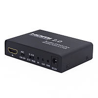 Перехідник аудіо Lucom HDMI-Toslink F F +RCA 3.5mm Extractor 4K60Hz чорний (62.09.8065) LW, код: 7454994