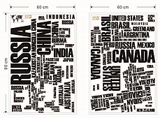 Наклейка на стіну в офіс Карта світу (2 листа 60 х 90 см) Б242-2, фото 2