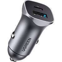 Зарядное устройство Ugreen CD130 20W USB + Type-C PD Car Charger Gray 30780 n