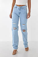 Рвані джинси з високою талією LUREX — блакитний колір, 34р (є розміри)