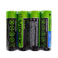Батарейка щелочная Videx Alkaline Videx LR6 AAx4 LR06 AA блистер 4 штуки пальчики блистер TP, код: 8393516