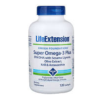 Жирные кислоты Life Extension Супер Омега-3 Плюс, Omega Foundations, Super Omega-3 Plus, (LEX-19881) c