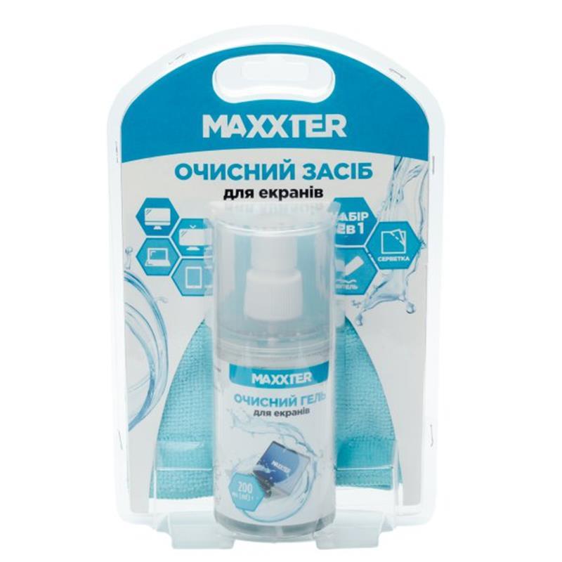 Очисний гель Maxxter TFT/LCD 200 мл + серветка 25 х 25 см (CSG-SCR200-01) DS - фото 2 - id-p2170695969