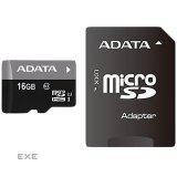 Картка пам'яті A-DATA microSDHC 16 GB adapter class10 UHS1 (AUSDH16GUICL10-RA1)