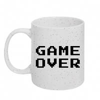 Кружка с блестками 320ml Game Over пиксельная надпись