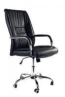 Офисное кресло руководителя BNB HoustonDesign хром Tilt Экокожа Черный z117-2024