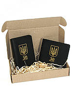 Подарочный набор зажим для денег и документница DNK Leather Украина 30 лет Черный NB, код: 2671873