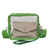 Прозрачная сумка с кошельком Jsstore Зеленая 14.5х17.5х7.5 UP, код: 6984378