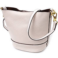 Компактная женская сумка с автономной косметичкой внутри из натуральной кожи Vintage 22365 Белая z117-2024