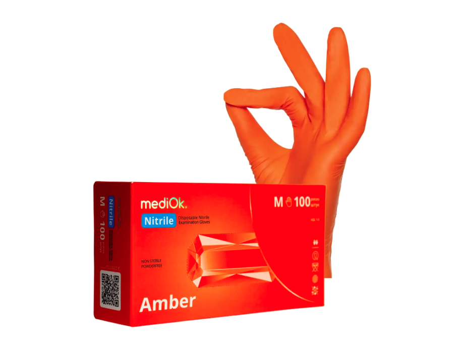 Рукавички нетрилові MediOk by AMPri AMBER оранжеві, розмір S