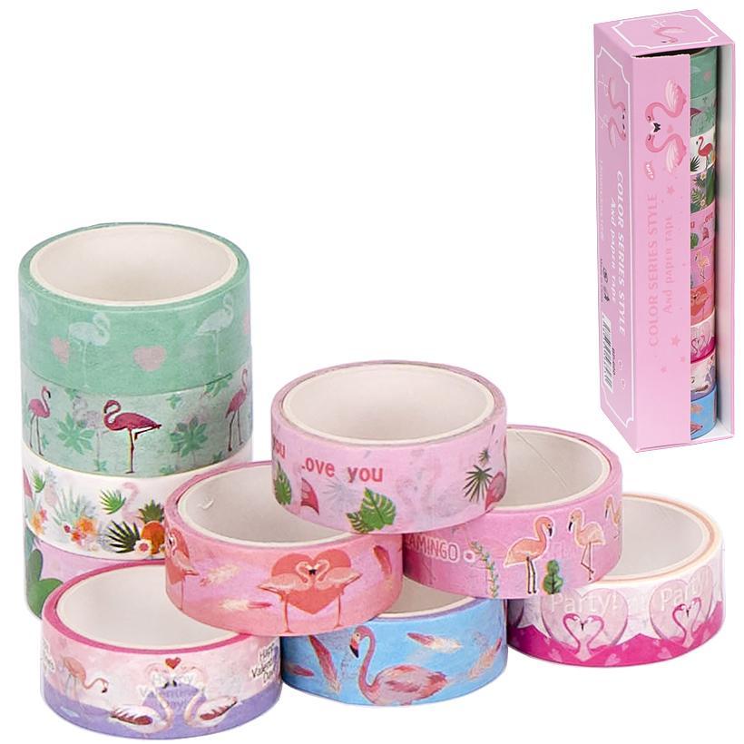 Скотч декоративний Фламінго 1,5смх3м набір із 10 штук арт.110363, фото 1