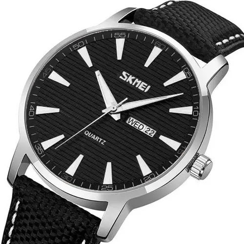 Чоловічий круглий наручний годинник SKMEI 9303SIBK, Оригінальний чоловічий годинник, Брендовий JB-439 чоловічий годинник
