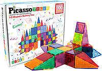 Магнитный строительный конструктор PicassoTiles 100 Piece Set Magnet Building Tiles Playmags PT100 Original