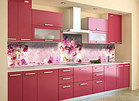 Наклейка на скіналі Zatarga на кухню «Букети рожевих квітів» 600х2500 мм вінілова 3Д-наклейок KV, код: 5868126